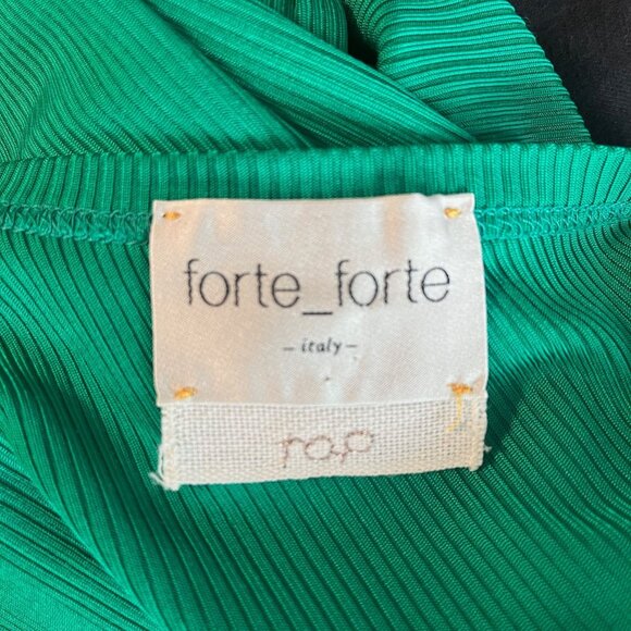 FORTE FORTE One-Shoulder Ribbed-Knit Tank Top in Fern Green Size Medium - Picture 7 of 9